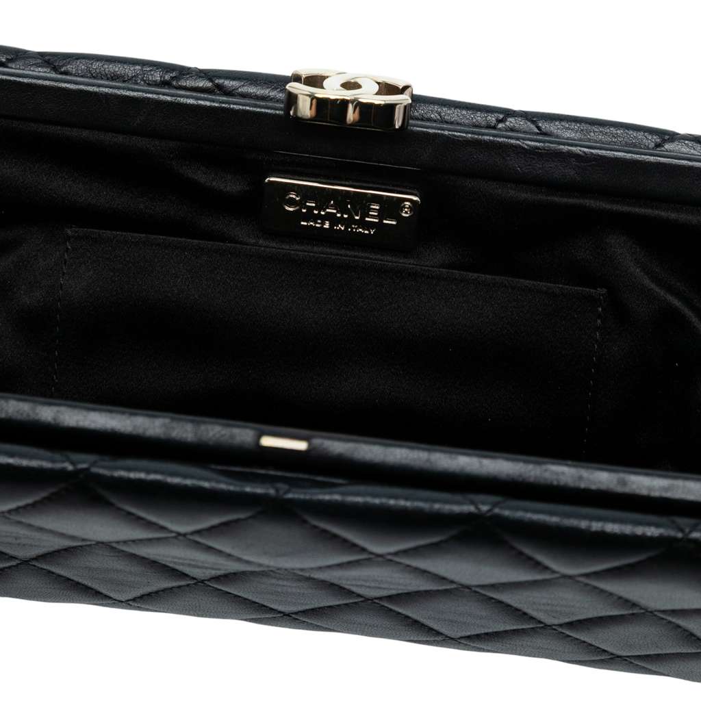 Chanel CC Quilted Lambskin Pleated Frame Clutch - 5