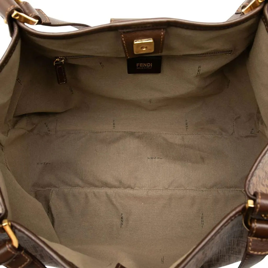 Fendi Zucchino Spalmati Chiusura Tote Brown Canvas Very good - Model View