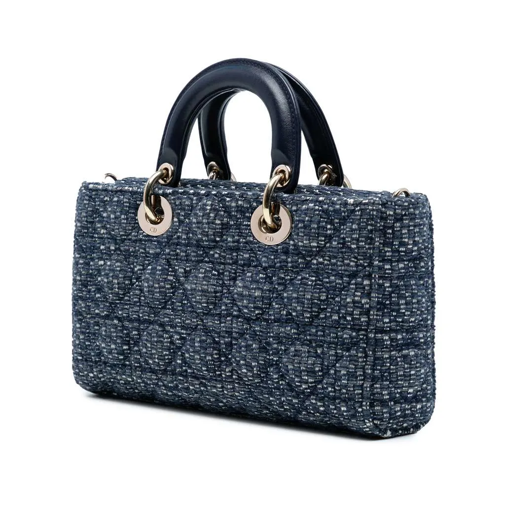 Dior Medium Tweed Cannage Lady D Joy Blue Tweed Good - Back View