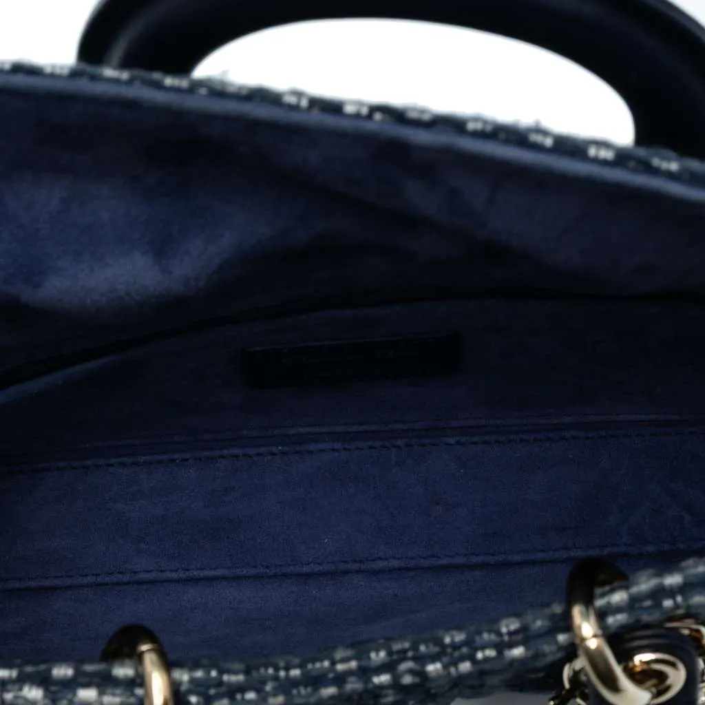 Dior Medium Tweed Cannage Lady D Joy Blue Tweed Good - Model View