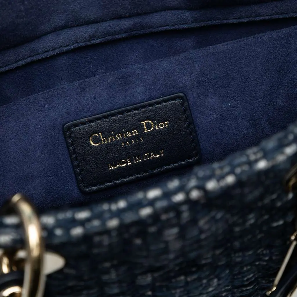 Dior Medium Tweed Cannage Lady D Joy Blue Tweed Good - Box View