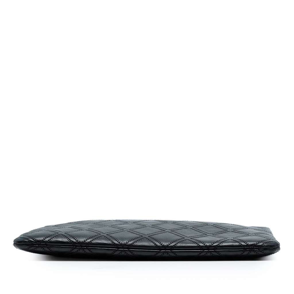 Chanel Large Quilted Lambskin Double Stitch Tassel O Case Clutch - 3