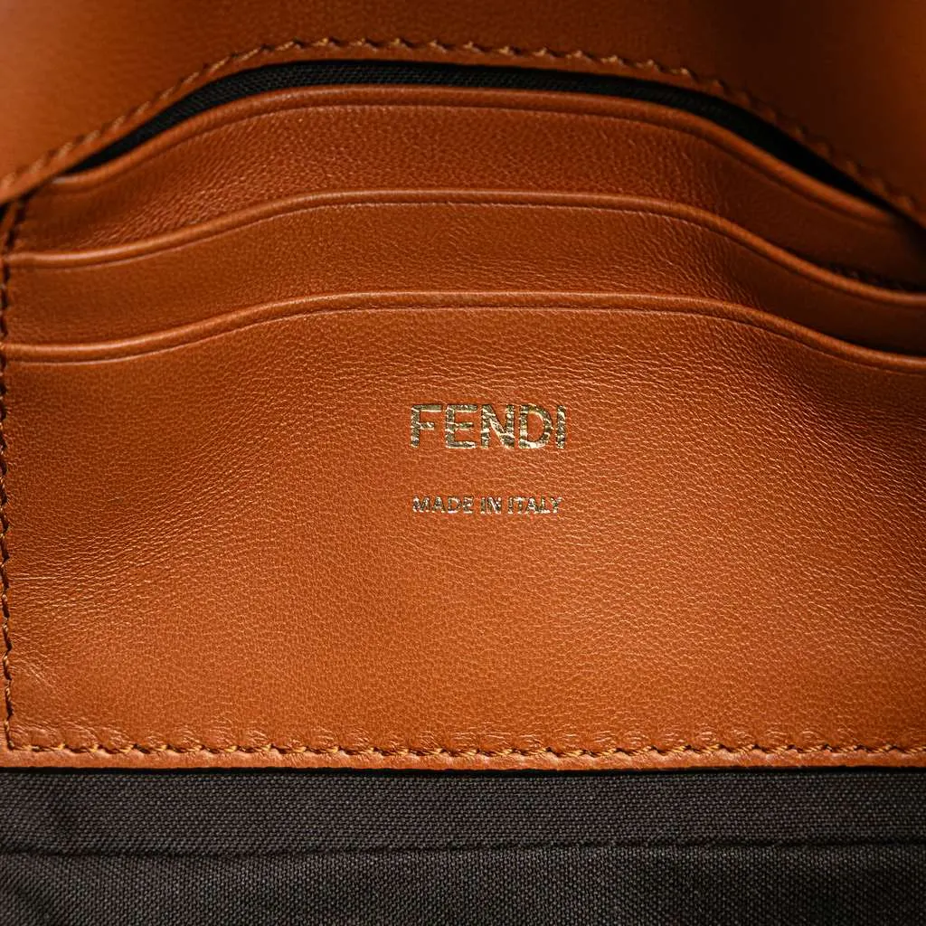Fendi Mini Bicolor Nappa Apolo Chain Baguette Shoulder Bag Brown Leather Good - Box View