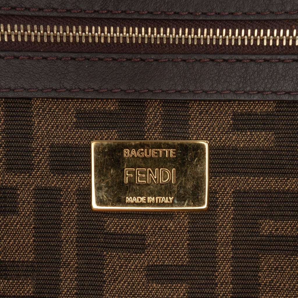 Fendi Zucca Embroidered Canvas Baguette Satchel - 4