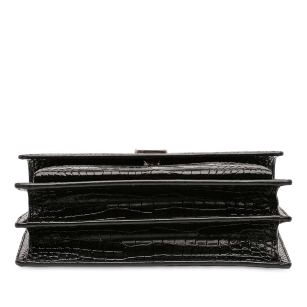 Saint Laurent Medium Croc Embossed Leather Sunset Crossbody - 3