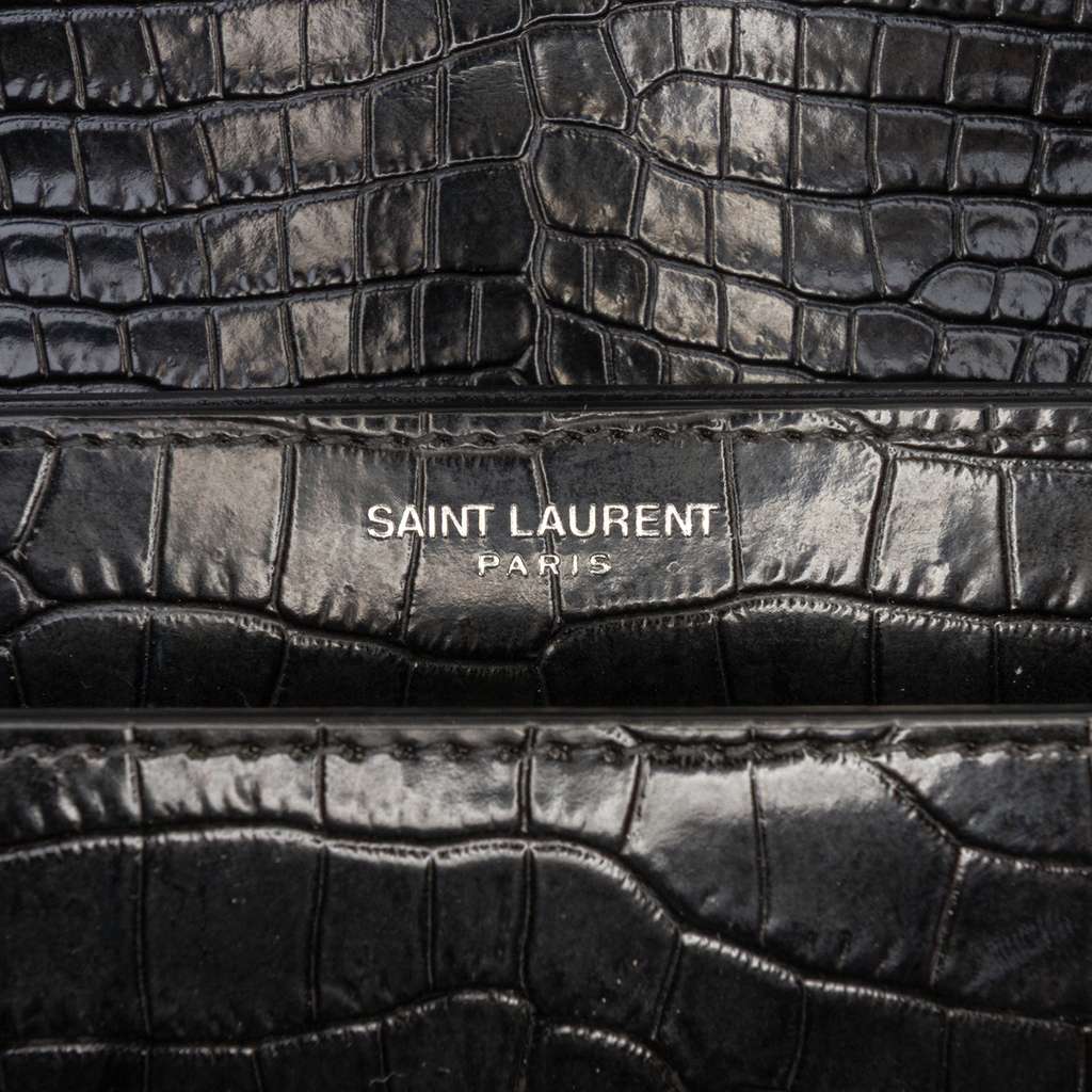 Saint Laurent Medium Croc Embossed Leather Sunset Crossbody - 5