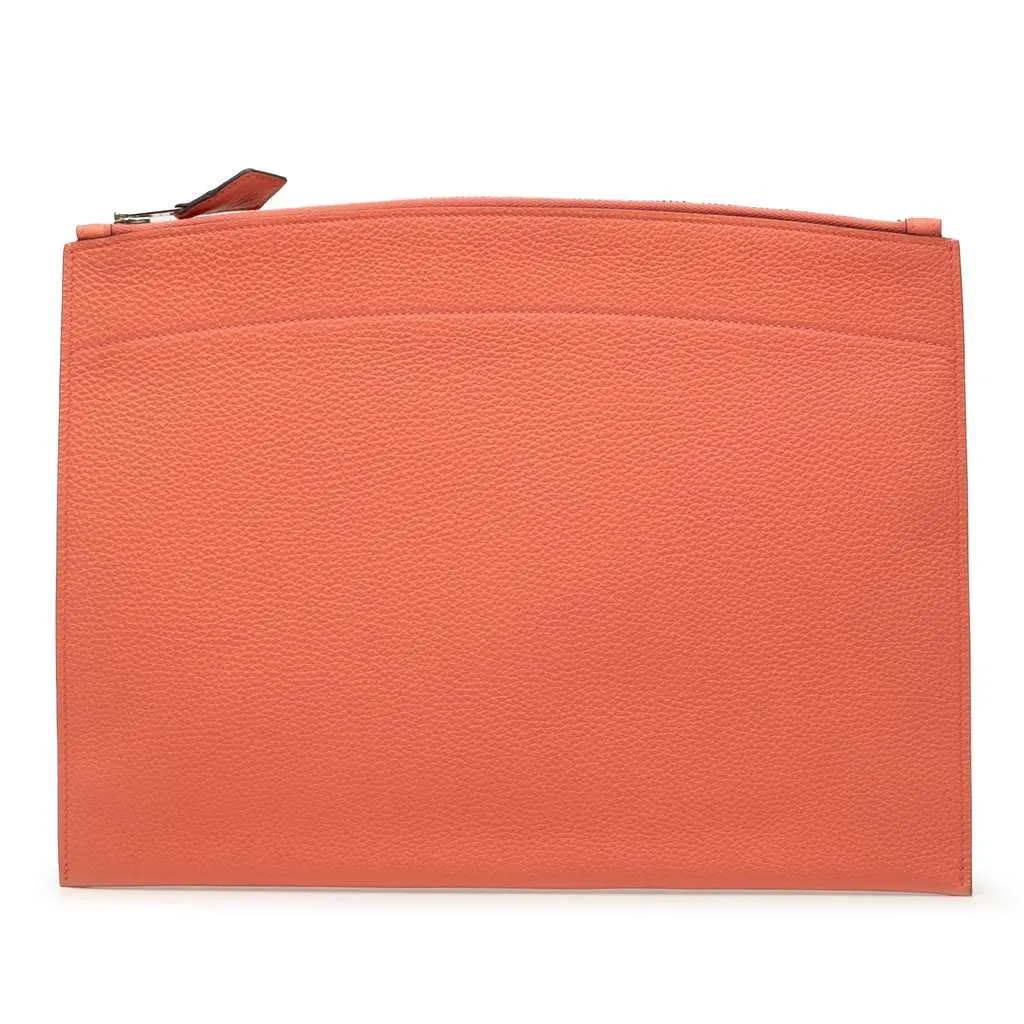 Hermès Medium Togo Bazar Pouch Orange Leather Very good - Front View
