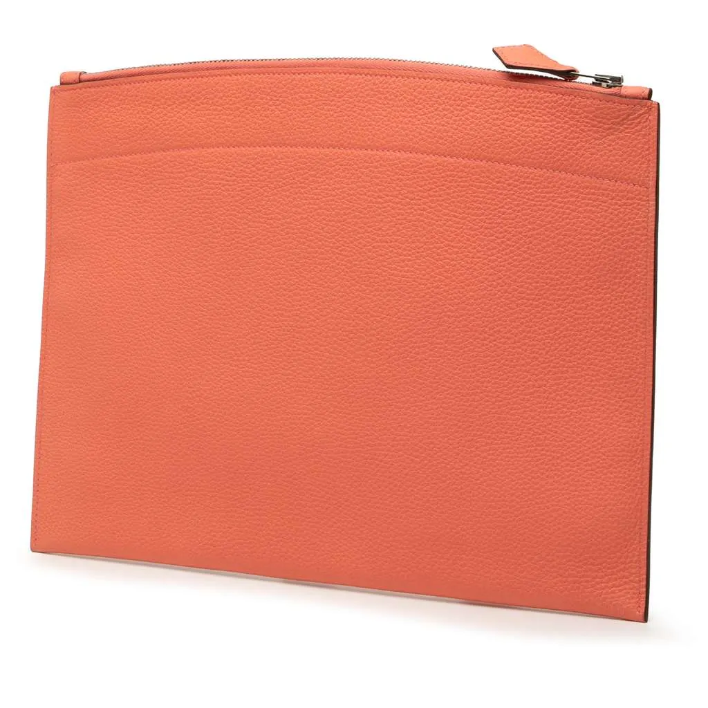 Hermès Medium Togo Bazar Pouch Orange Leather Very good - Back View
