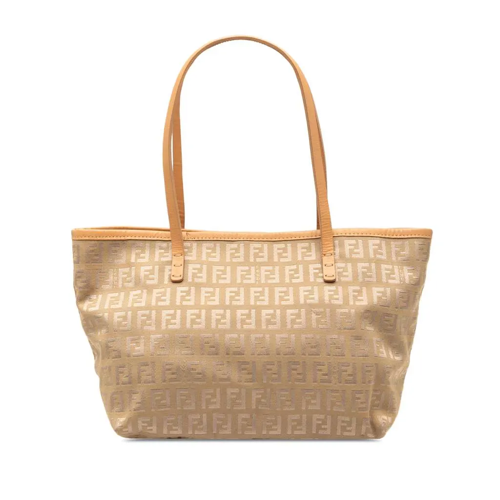 Fendi Zucchino Canvas Tote Brown Canvas Good - Front View