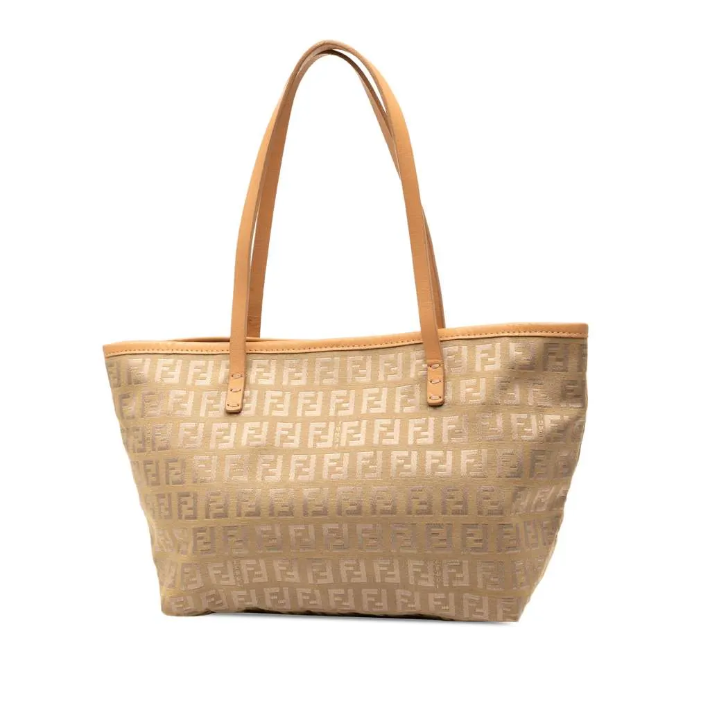 Fendi Zucchino Canvas Tote Brown Canvas Good - Back View