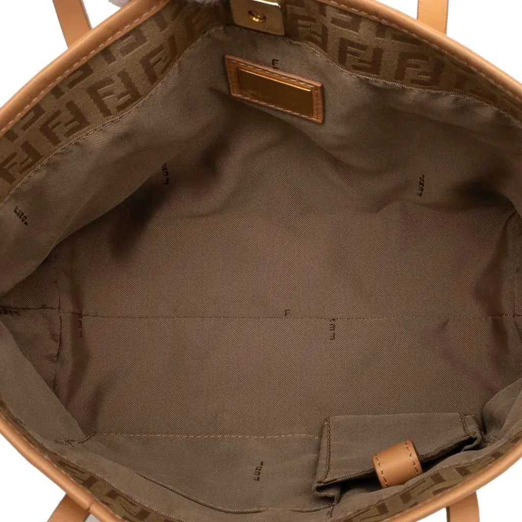 Fendi Zucchino Canvas Tote Brown Canvas Good - Model View