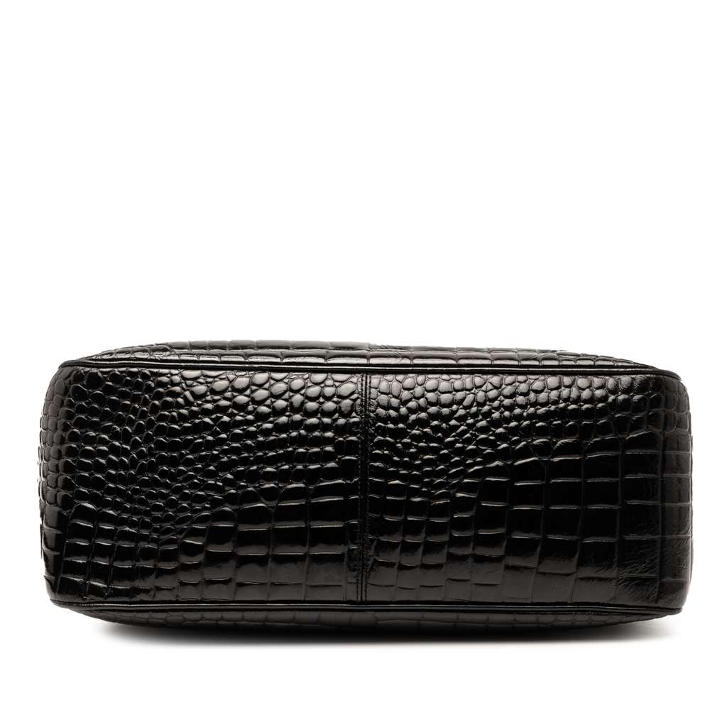 Saint Laurent Crocodile Embossed Leather Chain Handbag - 3