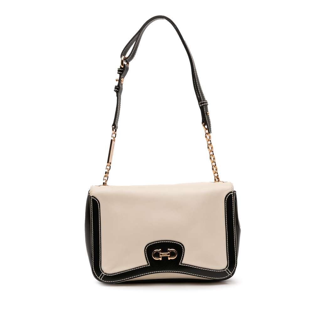 Salvatore Ferragamo Leather Double Gancini Shoulder Bag