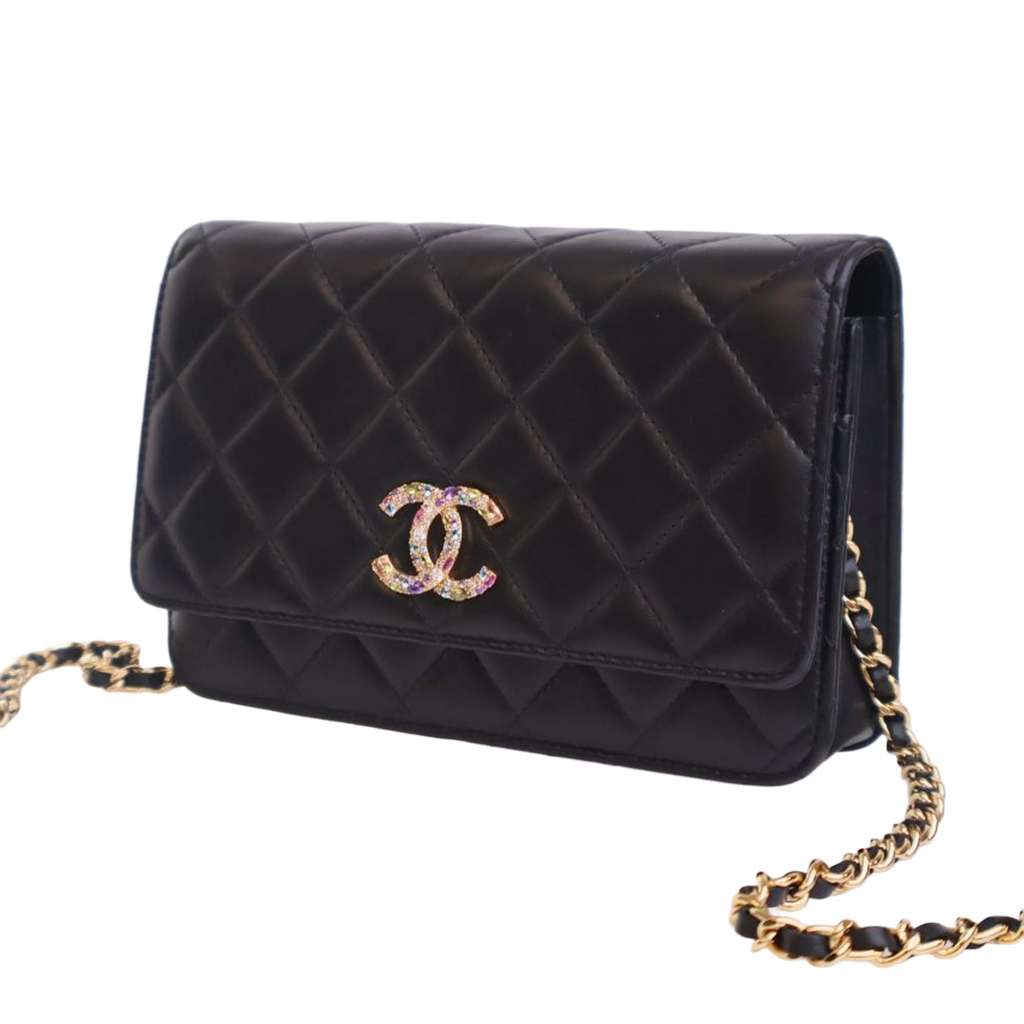 Chanel Quilted Lambskin Crystal CC Wallet On Chain - 2