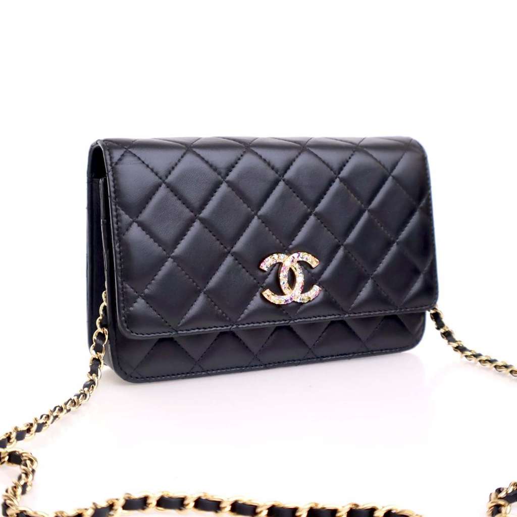 Chanel Quilted Lambskin Crystal CC Wallet On Chain - 3