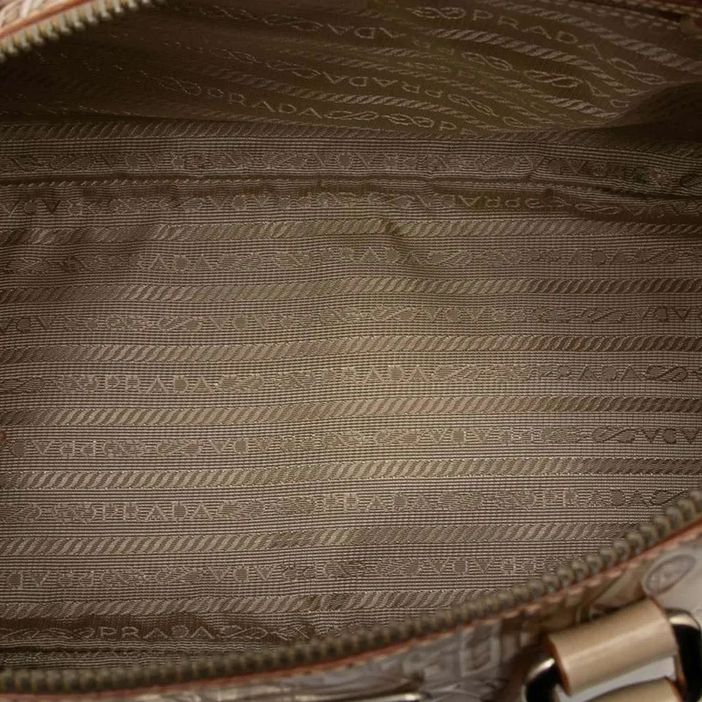 Prada Embossed Leather Handbag Brown Leather Good - Model View