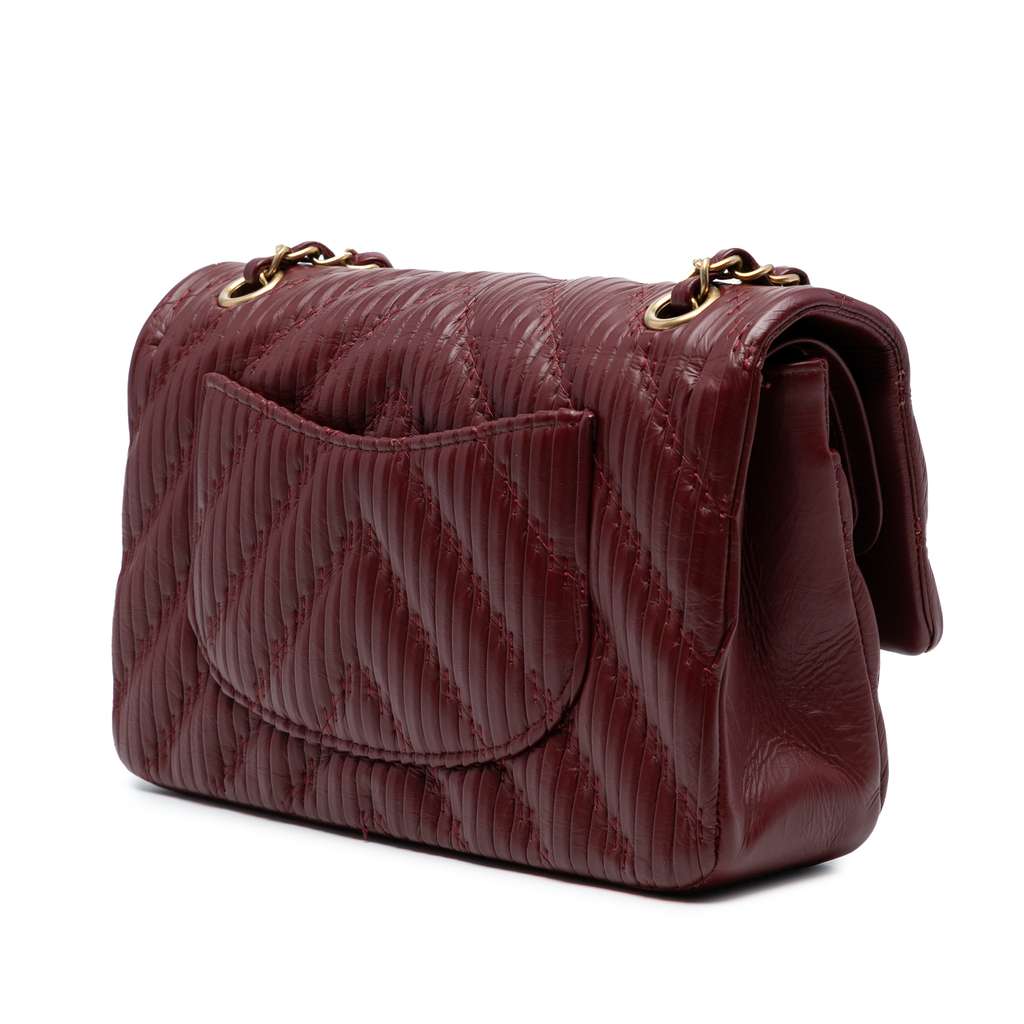 Chanel Medium Classic Chevron Calfskin Pleated Double Flap - 2