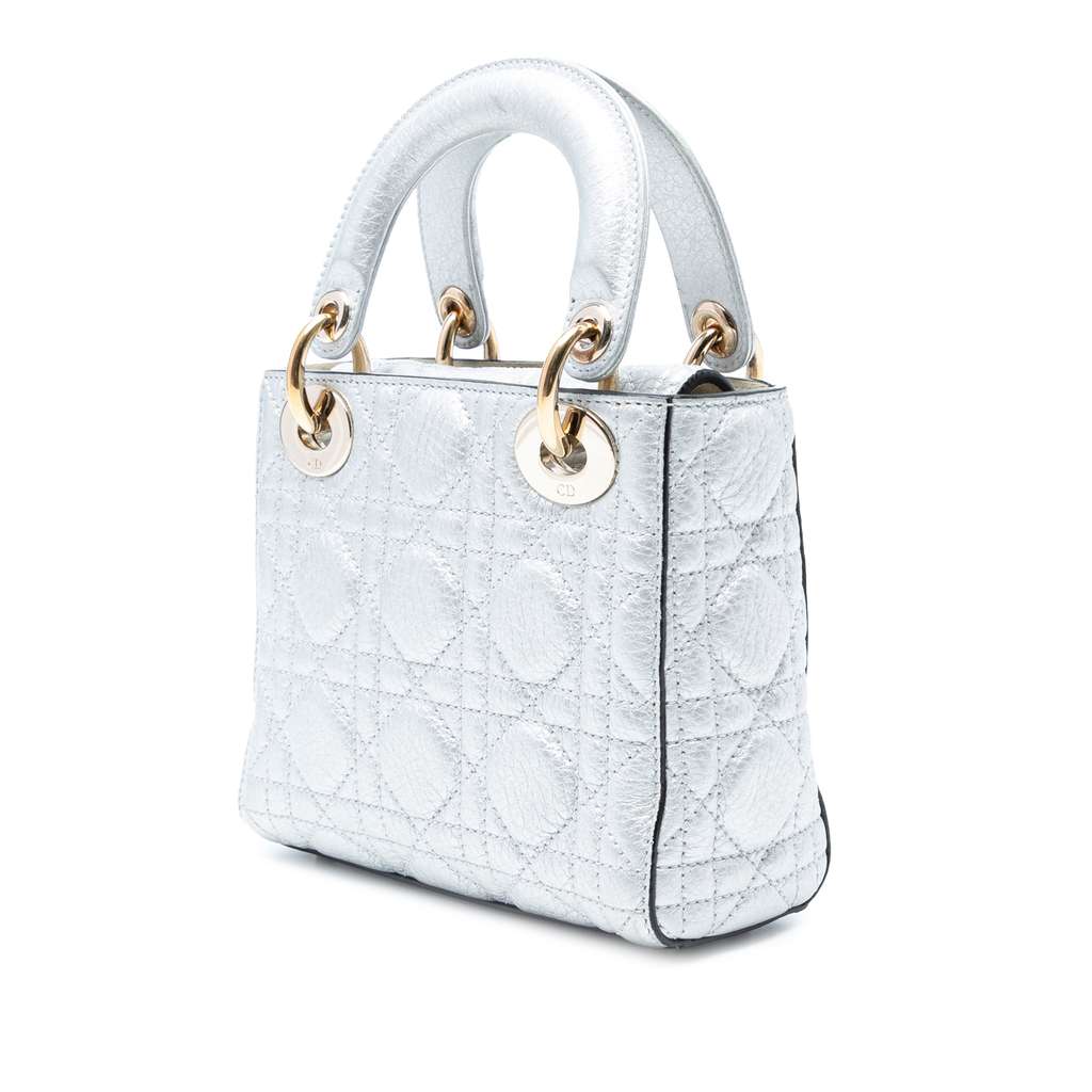 Dior Mini Metallic Grained Calfskin Cannage Lady Dior - 2