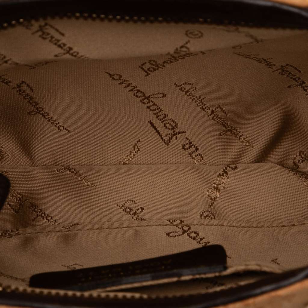 Salvatore Ferragamo Studded Canvas Gancini Clutch on Chain - 4