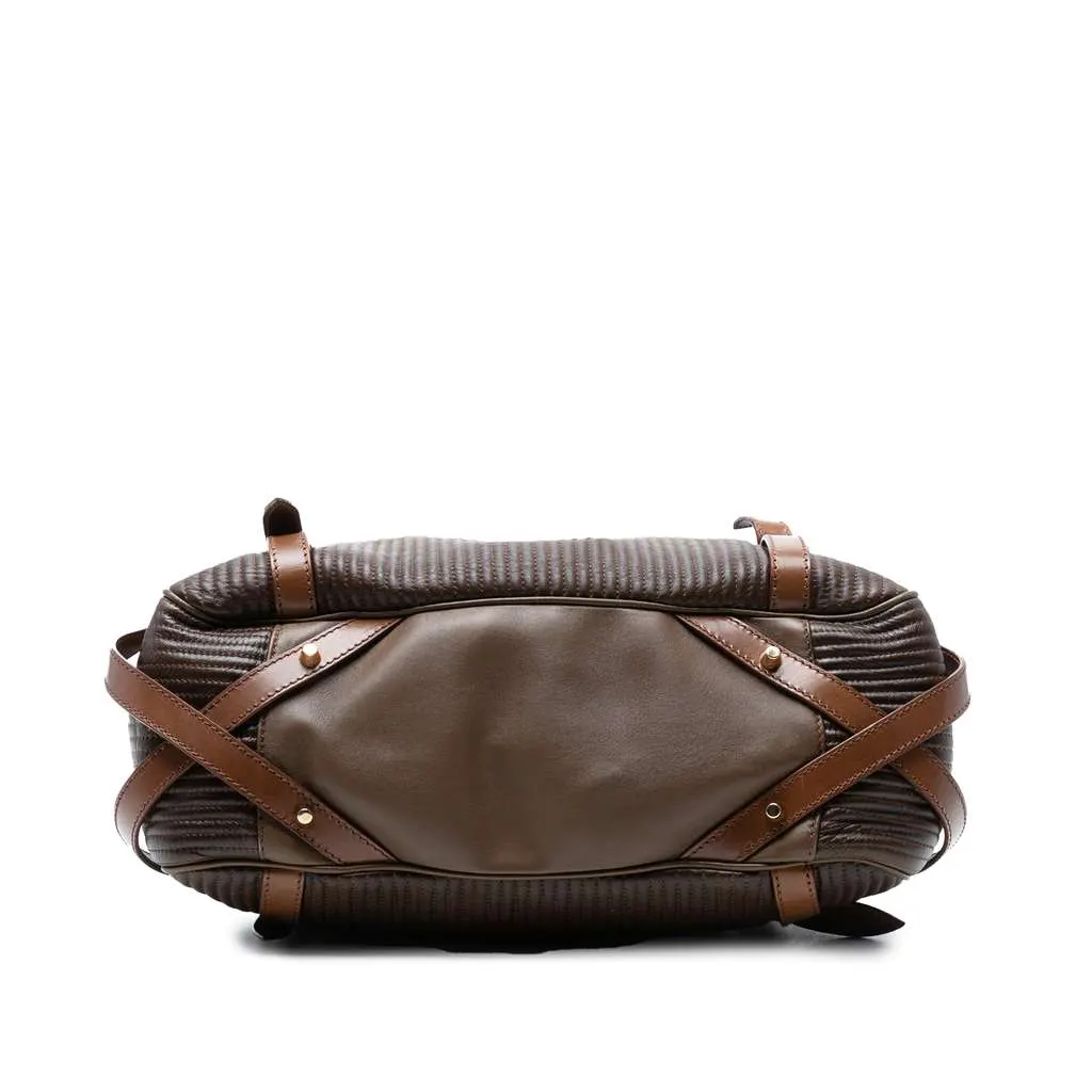 Burberry Stitched Leather Bridle Wilton Tote Brown Leather Good - Inside View