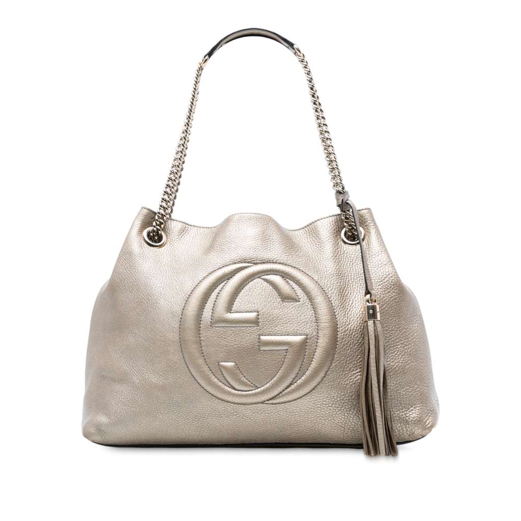 Gucci Medium Metallic Leather Soho Chain Tote