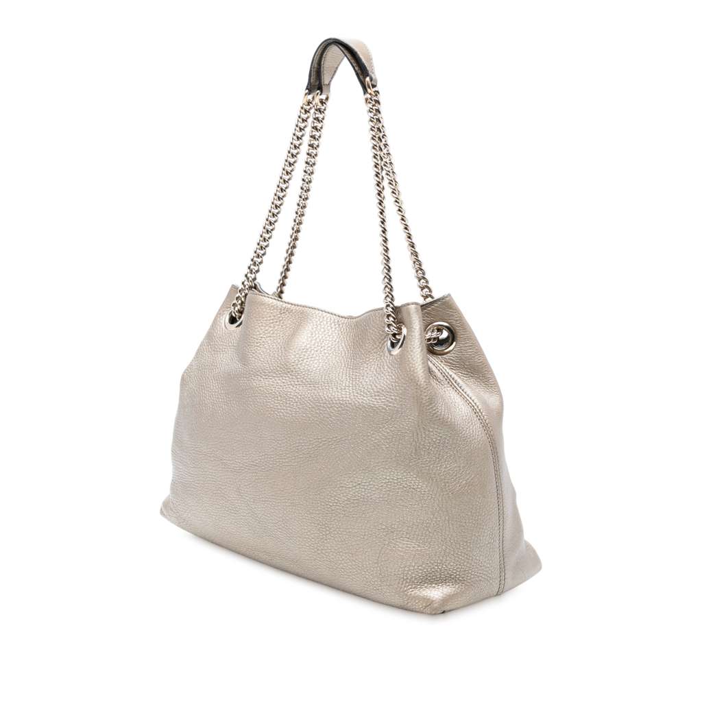 Gucci Medium Metallic Leather Soho Chain Tote - 2
