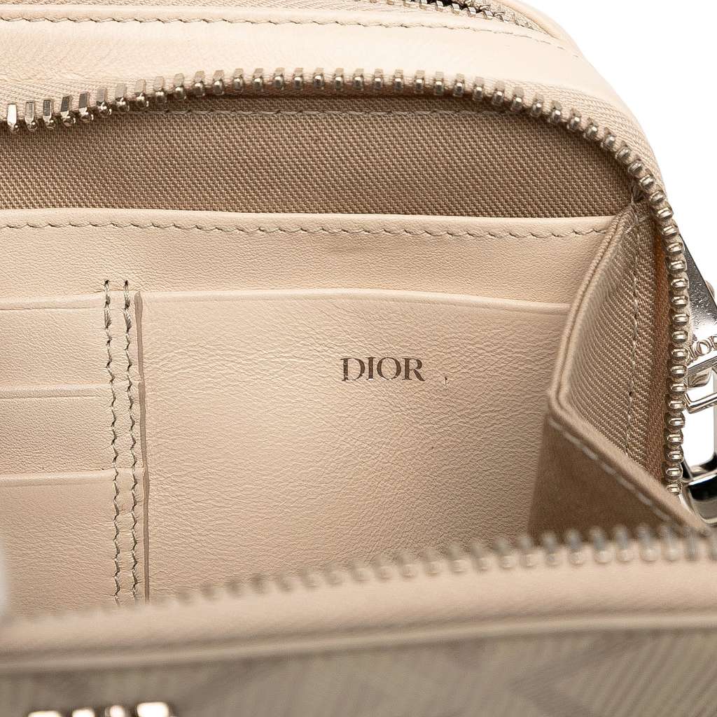 Dior CD Diamond Coated Canvas Zipped Pouch with Strap - 5