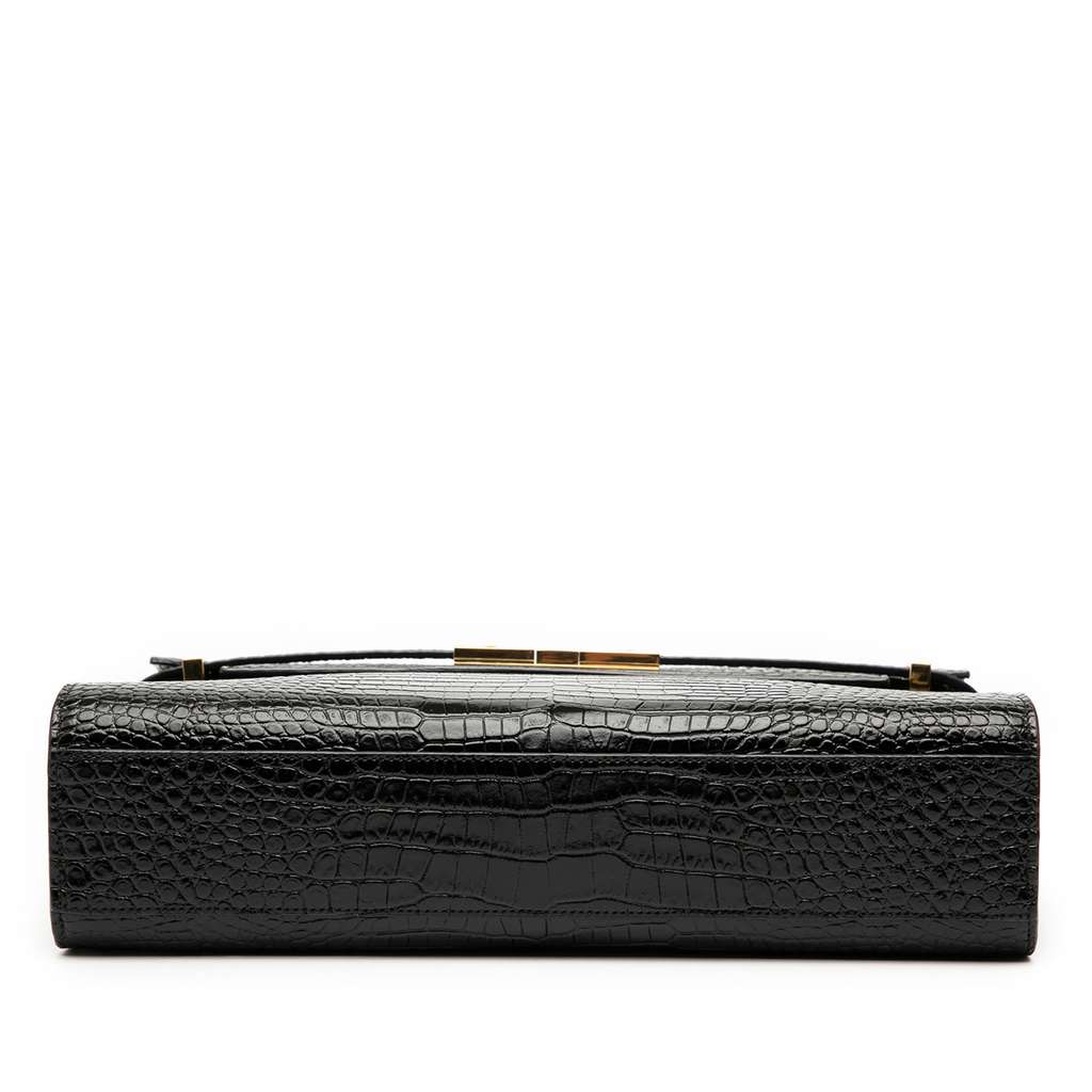 Saint Laurent Medium Shiny Croc Embossed Manhattan Shoulder Bag - 3