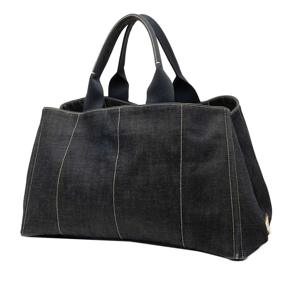 Prada Large Denim Canapa Logo Satchel - 2