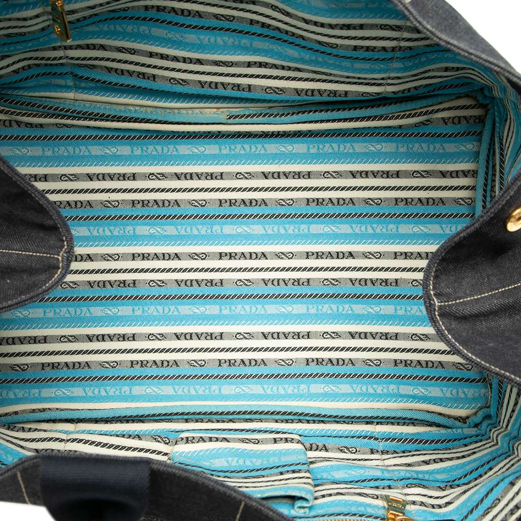 Prada Large Denim Canapa Logo Satchel - 4