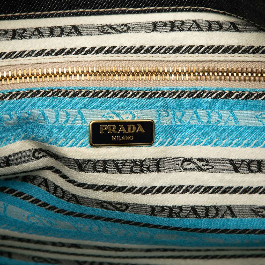 Prada Large Denim Canapa Logo Satchel - 5