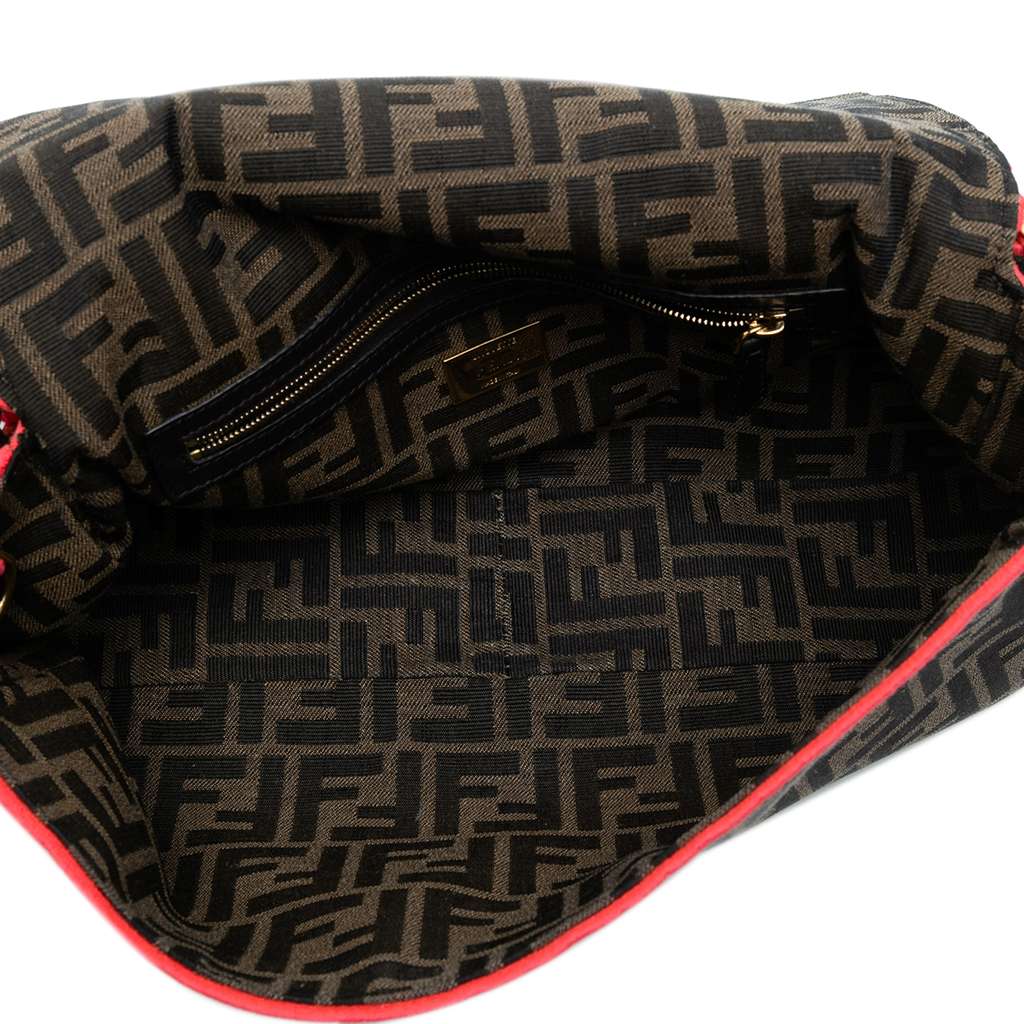 Fendi Medium Zucca Canvas Fluo Trim Baguette Satchel - 4