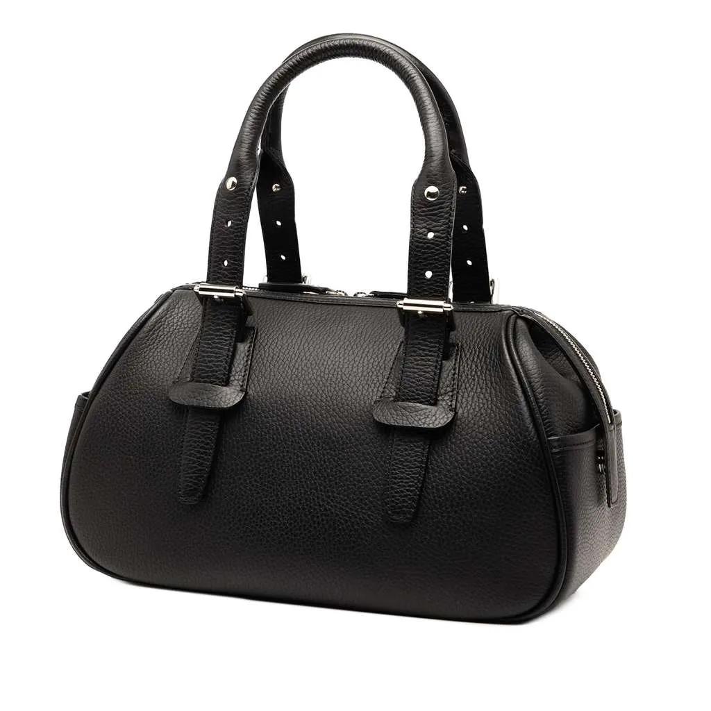 Burberry Leather Boston Bag Black Leather Good - Back View