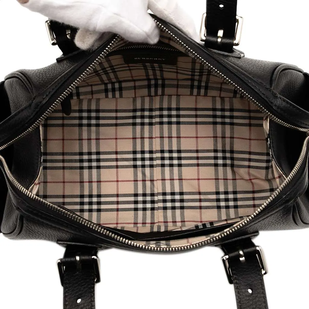 Burberry Leather Boston Bag Black Leather Good - Model View