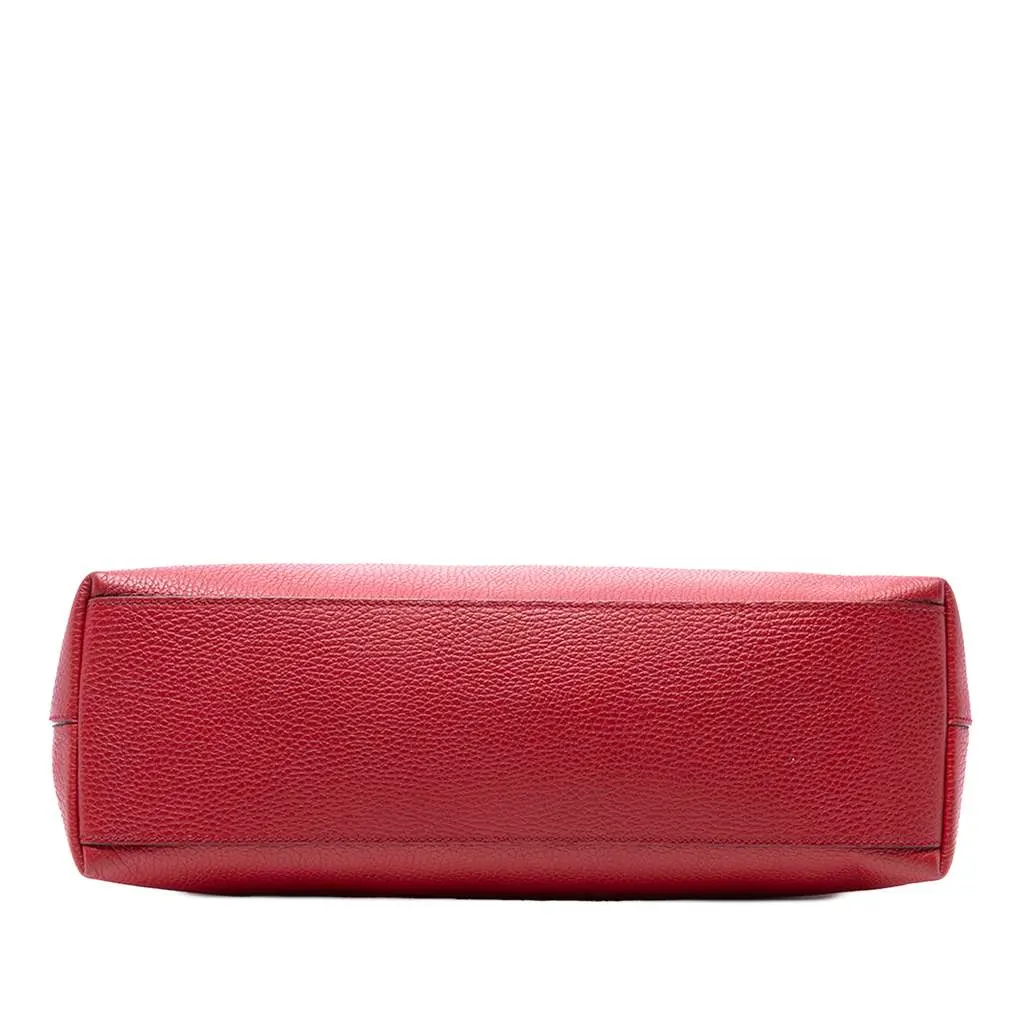 Gucci Leather Bamboo Tassel Satchel Red Leather Good - Inside View