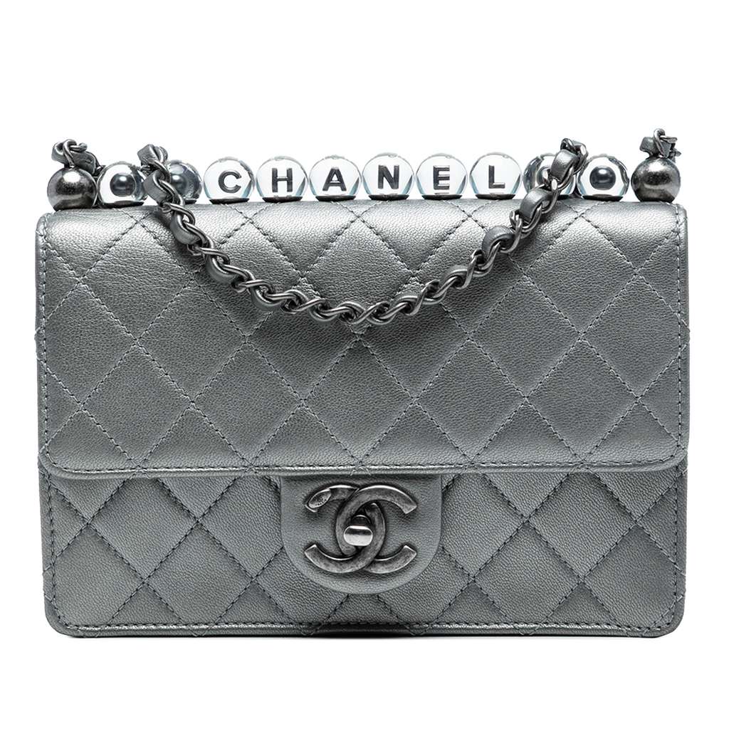 Chanel Medium Quilted Metallic Goatskin Chic Pearls Flap