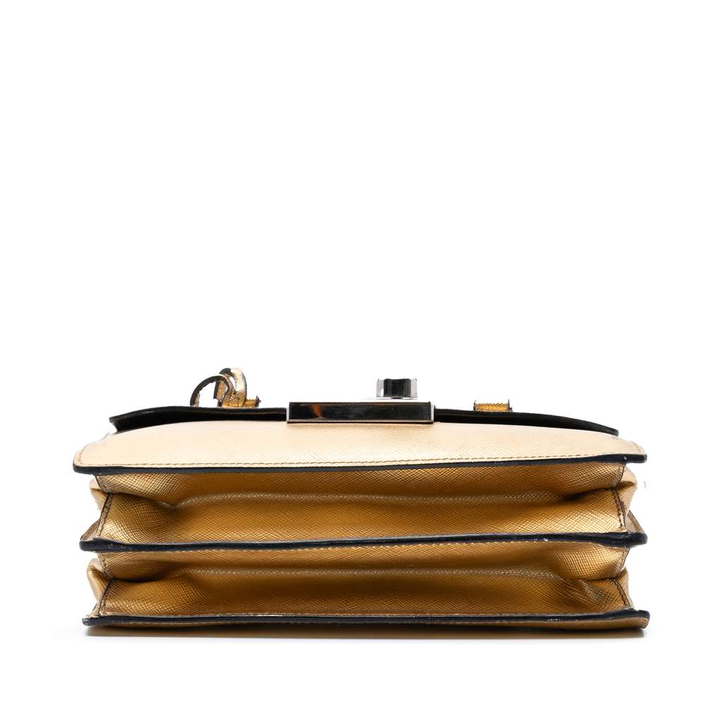 Prada Mini Metallic Saffiano Sound Lock Satchel - 3