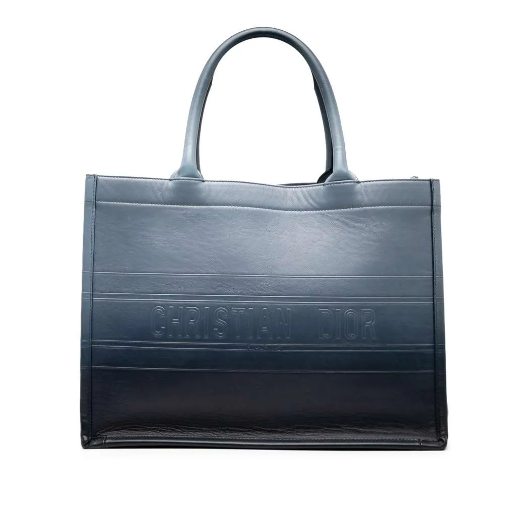 Dior Medium Ombre Embossed Leather Book Tote Blue Leather Very good - Front View