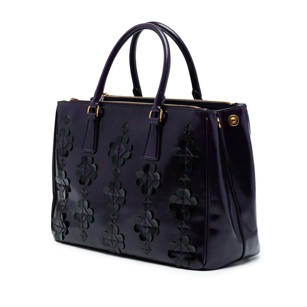 Prada Medium Spazzolato Flowers Galleria Double Zip Satchel - 2