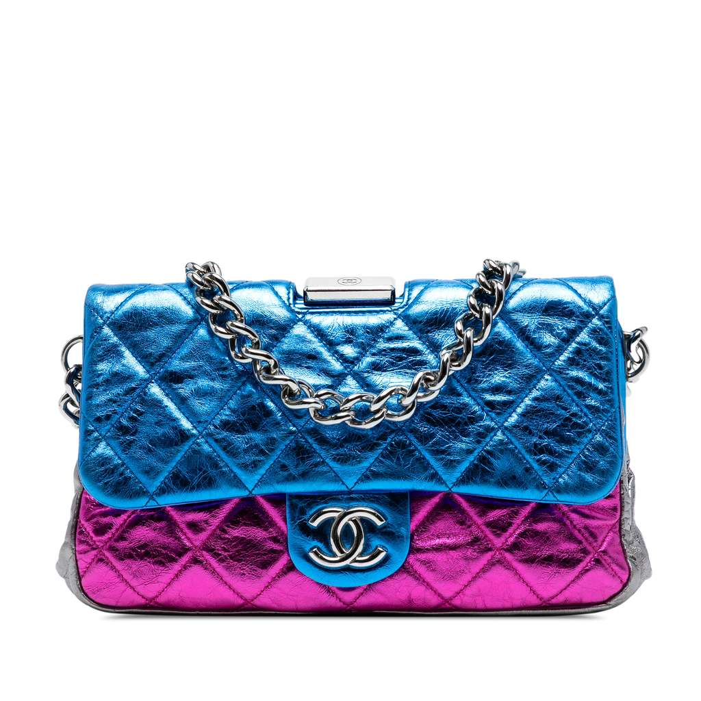 Chanel Multicolor Quilted Metallic Calfskin Modern Chain Flap Frame Bag