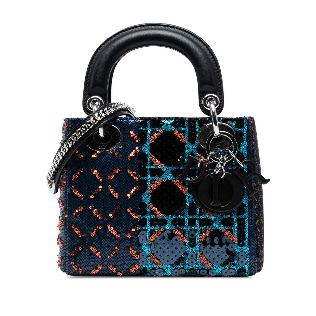 Dior Mini Calfskin Cannage Sequin Lady Dior