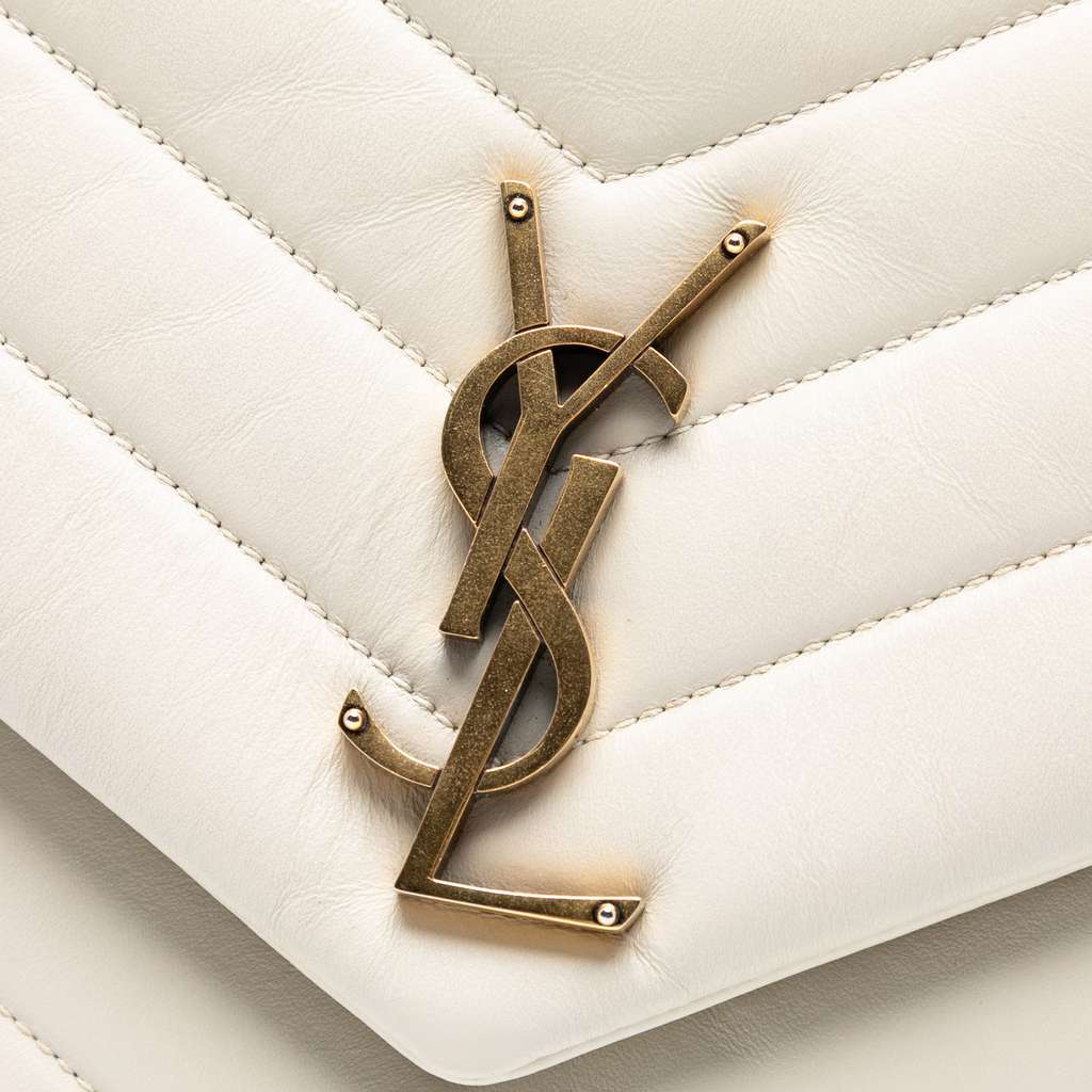 Saint Laurent Large Chevron Leather Monogram LouLou Shoulder Bag - 5