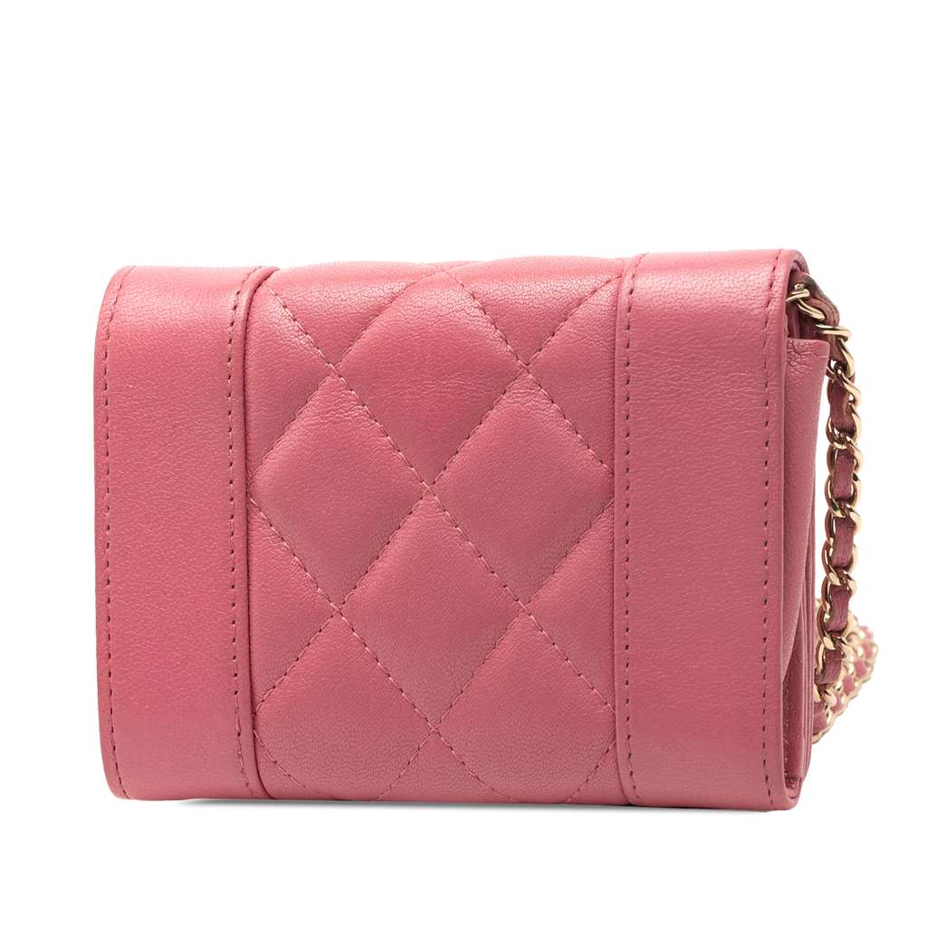 Chanel Quilted Sheepskin Mademoiselle Card Holder on Chain - 2