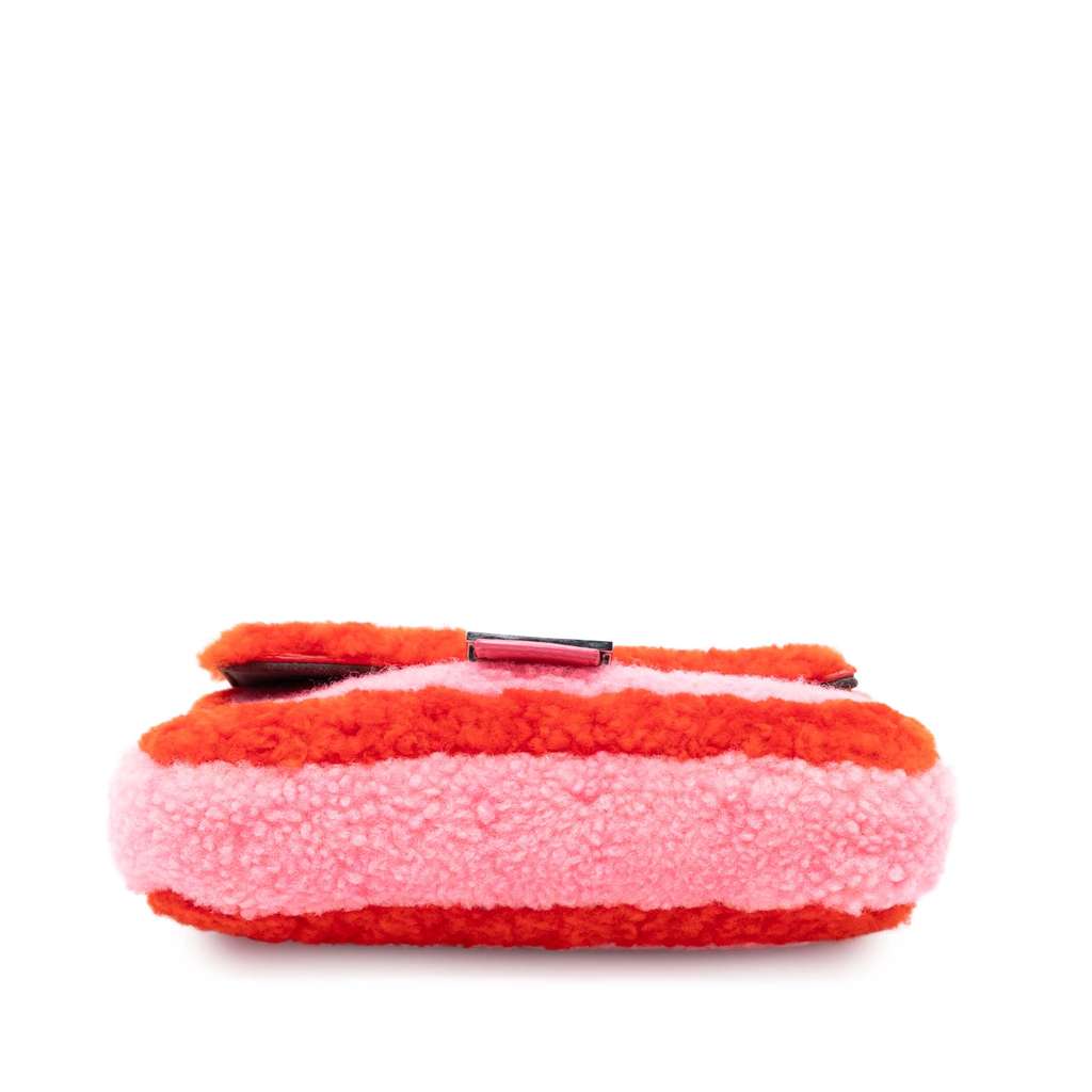 Fendi Micro Bicolor Shearling Baguette Satchel - 3