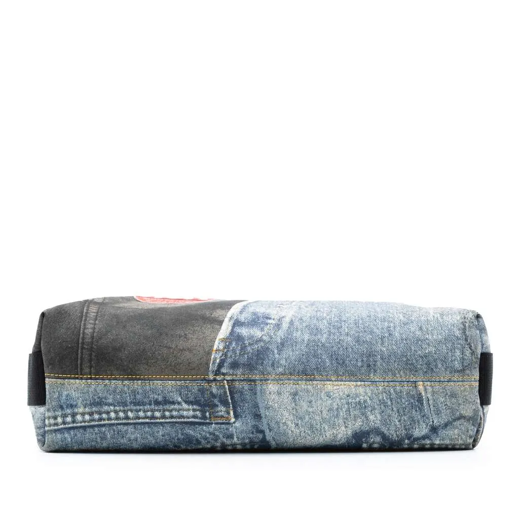 Dior Printed Denim Speedway Crossbody Blue Denim Good - Inside View
