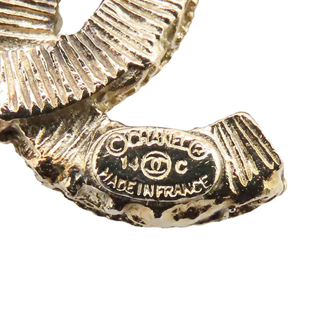 Chanel Gold Plated Enamel CC Baroque Push Back Earrings - 4