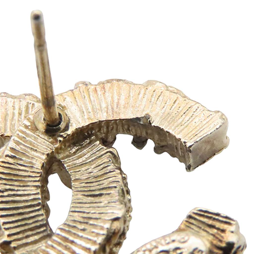 Chanel Gold Plated Enamel CC Baroque Push Back Earrings - 5