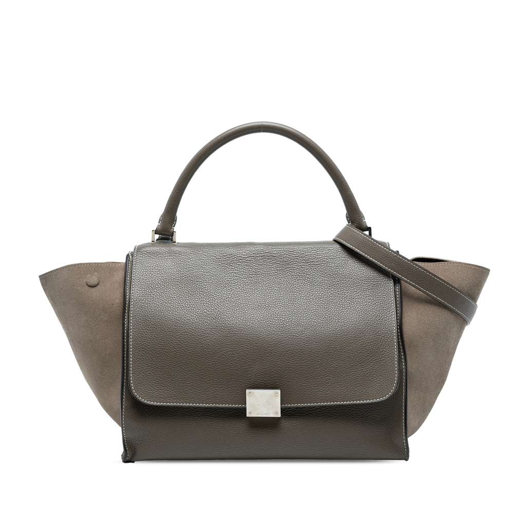 Celine Medium Bicolor Calfskin and Suede Trapeze Satchel