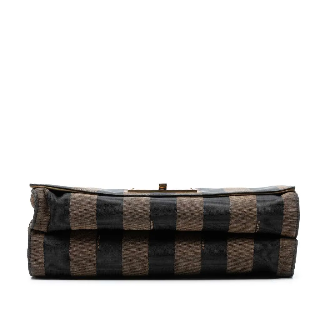 Fendi Large Canvas Pequin Claudia Shoulder Bag Brown Canvas Good - Inside View