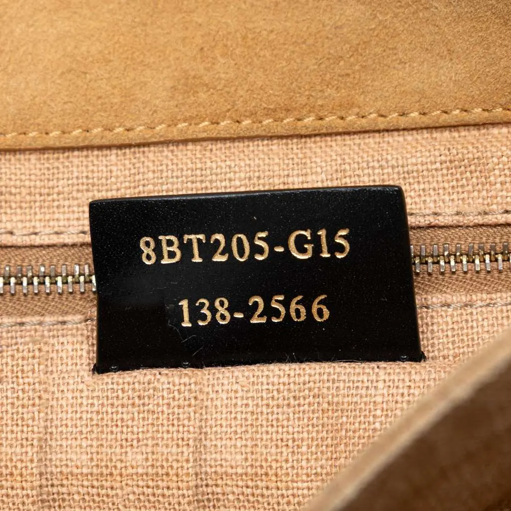 Fendi Large Canvas Pequin Claudia Shoulder Bag Brown Canvas Good - Box View